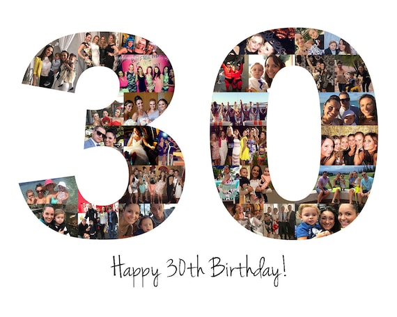 30th Birthday Gift Number Photo Collage 30th Anniversary Etsy