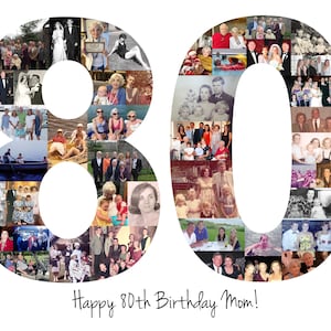 80th Birthday Gift, 80th Birthday Party Decoration - 80 Number Photo Collage - Custom Made with Your Digital Pictures! image 16