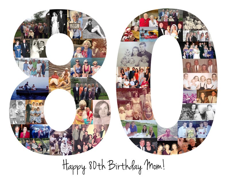 80th Birthday Gift, 80th Birthday Party Decoration - 80 Number Photo Collage - Custom Made with Your Digital Pictures! image 16