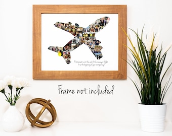 Flugzeug Foto Collage - Pilot, Flugbegleiter Ruhestand Geschenk - Flugzeug Geschenk - Individuell angefertigt mit Ihren Digitalen Bildern!