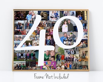 40th Party Decoration Poster - 40th Birthday Gift - Photo Collage Sign - Custom Made with your Digital Pictures!