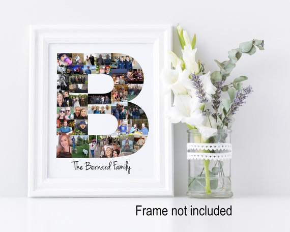 Letter B Photo Collage - Personalized Monogram Picture Collage - Birthday Wedding Gift
