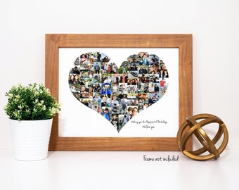 Mother's Day Gift - Heart Photo Collage - Personalized Keepsake Photo Gift for Her - Custom Made with Your Digital Pictures