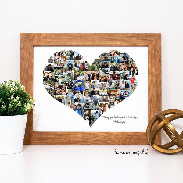 Mother's Day Gift - Heart Photo Collage - Personalized Keepsake Photo Gift for Her - Custom Made with Your Digital Pictures