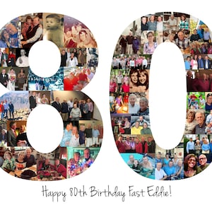 80th Birthday Gift, 80th Birthday Party Decoration - 80 Number Photo Collage - Custom Made with Your Digital Pictures! image 14