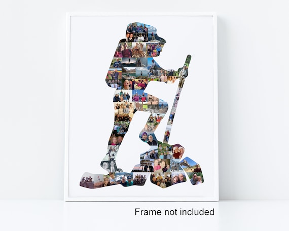 Hiker Photo Collage Gift - Personalized with your Digital Photographs - Gift for Backpacker, Mountain Climber