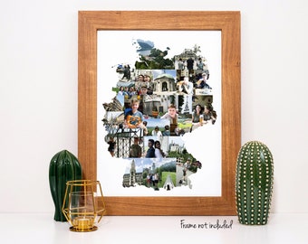 Personalized Germany Map Photo Collage, Family Travel Vacation Souvenir