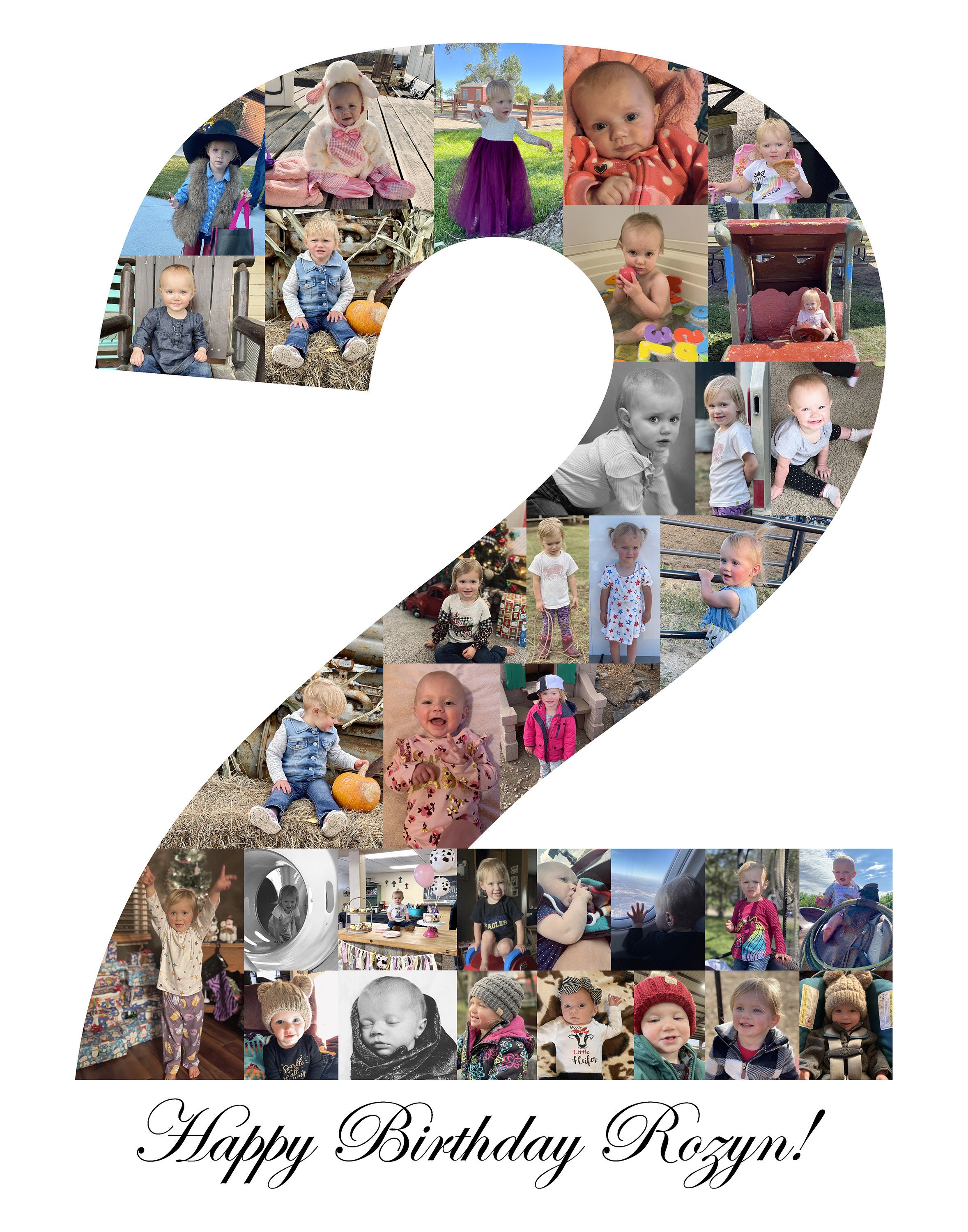 Personalized 2nd Birthday Photo Collage - Second Anniversary Gift ...
