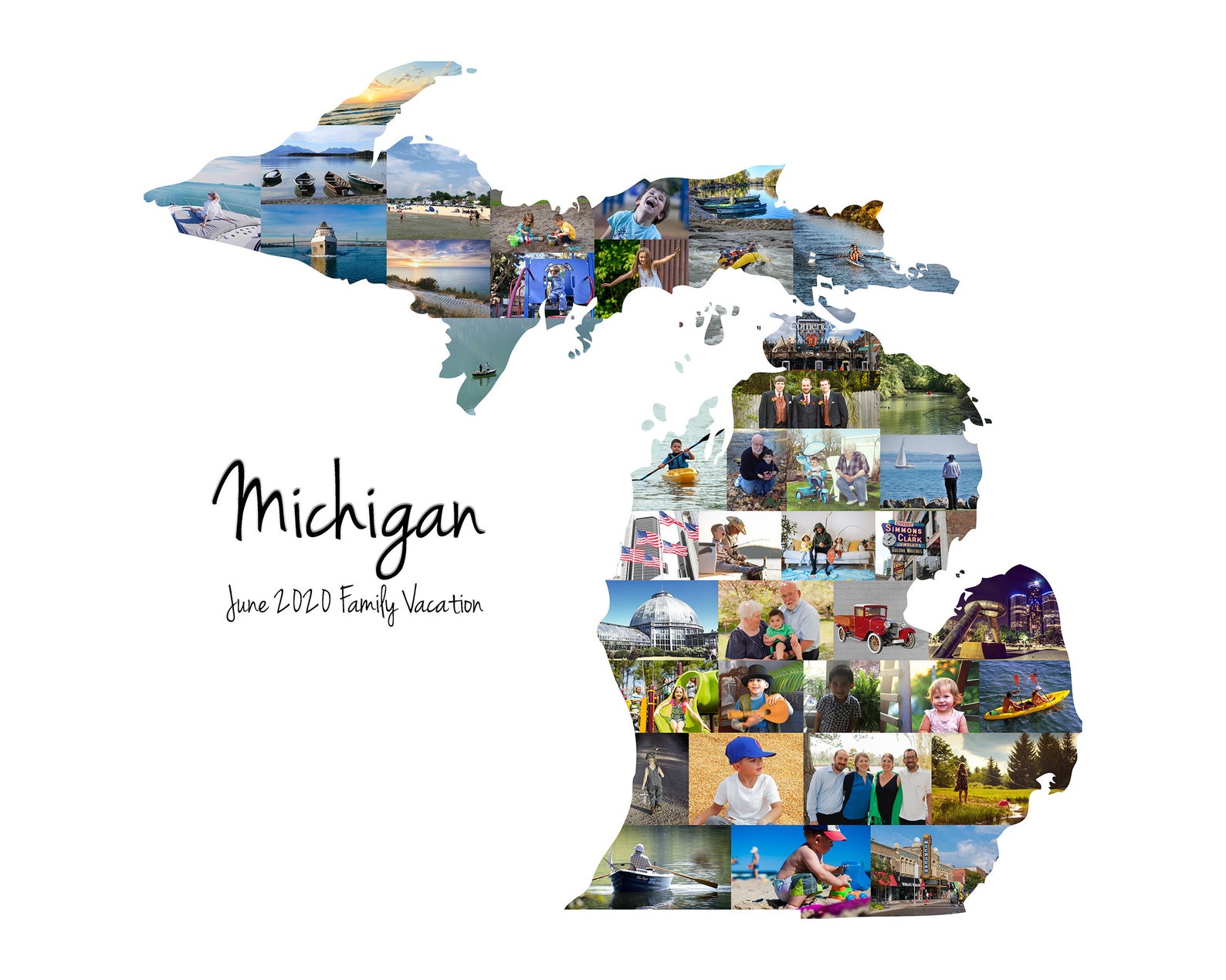 Custom Michigan Map Photo Collage Michigan State Wall Art - Etsy