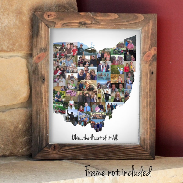 Personalized Ohio State Map Photo Collage, Custom Ohio State Wall Art Decoration - Made with your Digital Pictures!