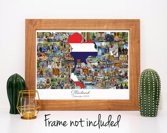 Thailand Country Map Photo Collage - Personalized Travel Souvenir Gift - Custom Photo Collage Made with Your Pictures!