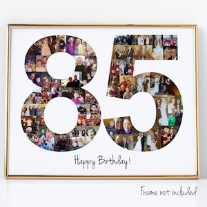 Personalized 85th Birthday Gift or Party Decoration - Photo Collage Custom Made with Your Digital Pictures!