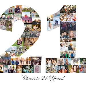 21st Birthday Gift For Her Personalized 21 Photo Collage Party Decoration Custom Made with Your Digital Pictures image 6