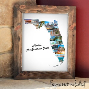 Florida staat kaart muur poster fotocollage - gepersonaliseerd met je eigen digitale foto's - bewegend cadeau