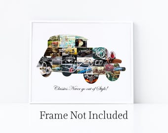 Classic Vintage Car Photo Collage - Automobile Gift for Him  -  Custom Made with Your Digital Pictures!