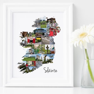 Collage de mapas de Irlanda - Impresión de arte de pared imprimible - Descarga instantánea de decoración de pared irlandesa