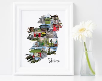 Ireland Map Collage - Printable Wall Art Print - Instant Download Irish Wall Decoration