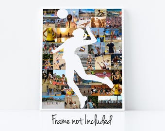 Personalized Volleyball Player Photo Collage, Sports Coach Gift,  Custom Made with your Digital Pictures!