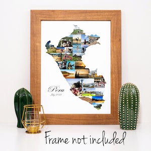 Peru Karte Foto Collage - Personalisierte Brasilien Reise Souvenir Geschenk - Individuelle Foto Collage mit Ihren Bildern gemacht!