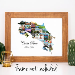 Costa Rica Map Photo Collage - Personalized Travel Vacation Souvenir Gift - Custom Photo Collage Made with Your Pictures!