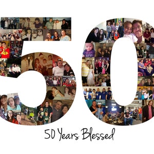 Personalized 50th Birthday Photo Collage Gift 50th Anniversary Party Decoration image 8