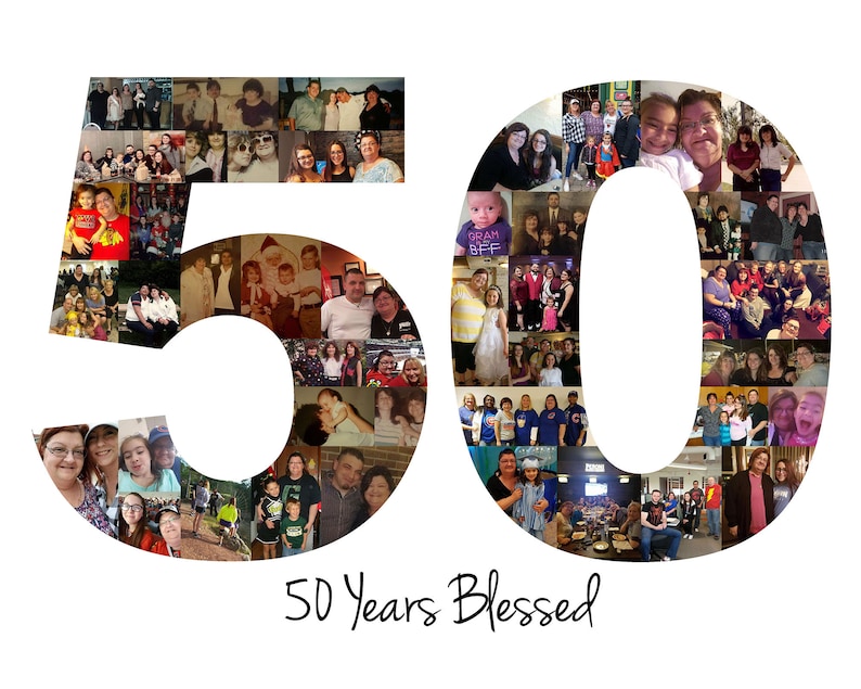 Personalized 50th Birthday Photo Collage Gift 50th Anniversary Party Decoration image 8