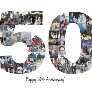 Personalized 50th Birthday Photo Collage Gift 50th Anniversary Party Decoration image 9