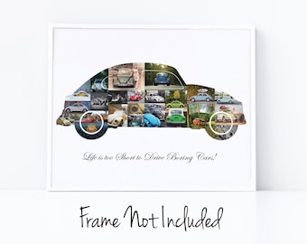 Hippie Beetle Bug Car Photo Collage - Automobile Gift for Him  -  Custom Made with Your Digital Pictures!