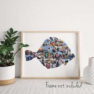 Flounder Fish Photo Collage - Personalized Gift for Fisherman - Fishing Gift for Him - Custom Made with your Digital Pictures!