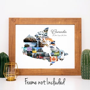Collage de fotos de mapas de Canadá - Regalo de recuerdo de viaje personalizado - ¡Hecho a medida con sus imágenes digitales!