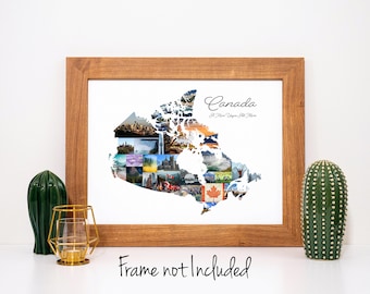 Canada Map Photo Collage - Personalized Travel Souvenir Gift - Custom Made with your Digital Pictures!