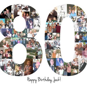 80th Birthday Gift, 80th Birthday Party Decoration - 80 Number Photo Collage - Custom Made with Your Digital Pictures! image 15