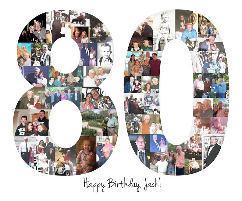 80th Birthday Gift, 80th Birthday Party Decoration - 80 Number Photo Collage - Custom Made with Your Digital Pictures! image 15