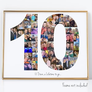 Personalized 10th Birthday Gift - 10th Anniversary Party Decoration - Number 10 Photo Collage - Custom Made with Your Digital Pictures!