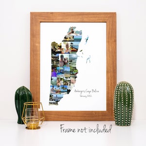Collage de fotografías personalizado del mapa del país de Belice: regalo de recuerdo de vacaciones: ¡hecho a medida con sus fotografías digitales!
