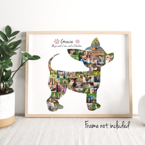 Chihuahua Photo Collage, Dog Mom Gift, Dog Memorial Gift Custom Made with your Digital Pictures image 1