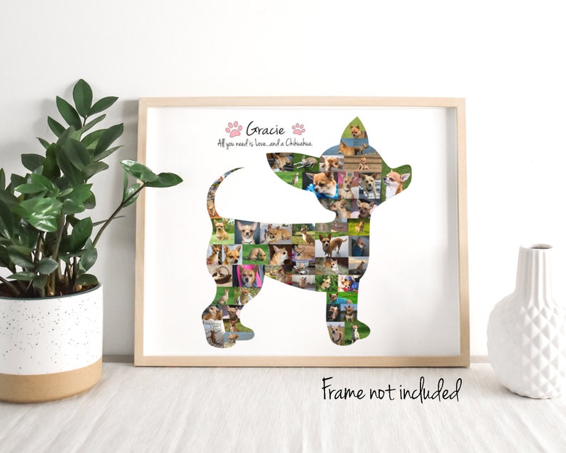 Chihuahua Photo Collage, Dog Mom Gift, Dog Memorial Gift Custom Made with your Digital Pictures image 1