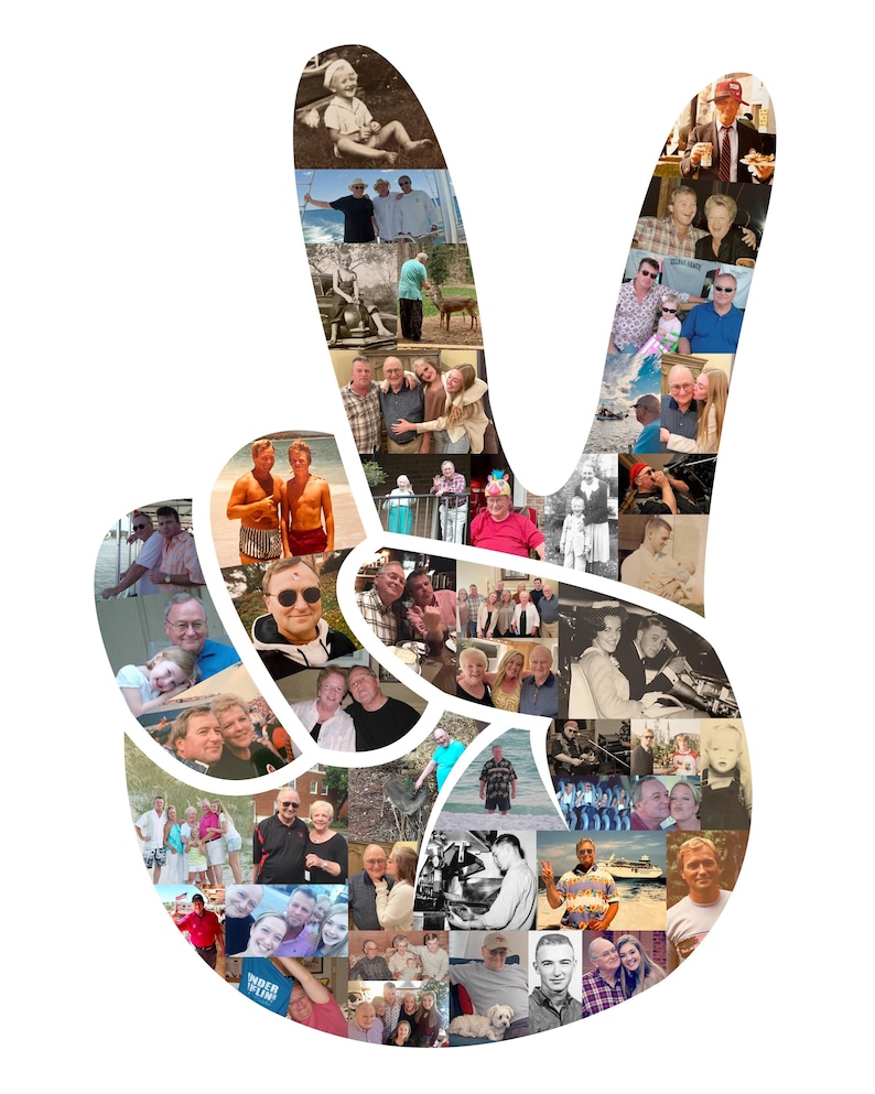 Peace Sign Hand Gesture Photo Collage, Peace Symbol - Custom Made With ...