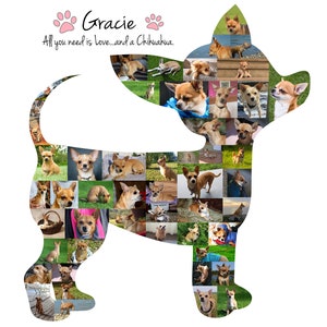 Chihuahua Photo Collage, Dog Mom Gift, Dog Memorial Gift Custom Made with your Digital Pictures image 6