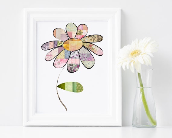 Flower Collage Printable Wall Art Print - Instant Download Flower Wall Art Decoration