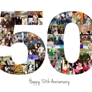 Personalized 50th Birthday Photo Collage Gift 50th Anniversary Party Decoration image 6