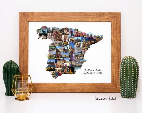 Custom Spain Map Photo Collage - European Travel Gift - Personalized with Your own Digital Pictures!