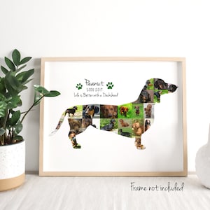 Dachshund Photo Collage - Dog Mom Gift - Pet Memorial Gift - Personalized & Custom Made with Your Digital Pictures