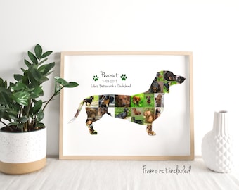 Dachshund Photo Collage - Dog Mom Gift - Pet Memorial Gift - Personalized & Custom Made with Your Digital Pictures