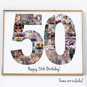 Personalized 50th Birthday Photo Collage Gift 50th Anniversary Party Decoration image 1