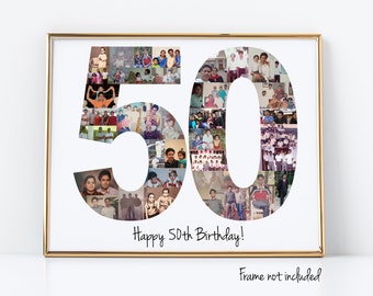 Personalized 50th Birthday Photo Collage Gift - 50th Anniversary Party Decoration