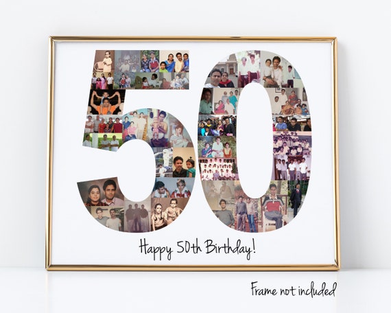 Personalized 50th Birthday Collage Poster - 50th Anniversary Gift - Party Sign Decoration - Custom Made with Your Digital Photos
