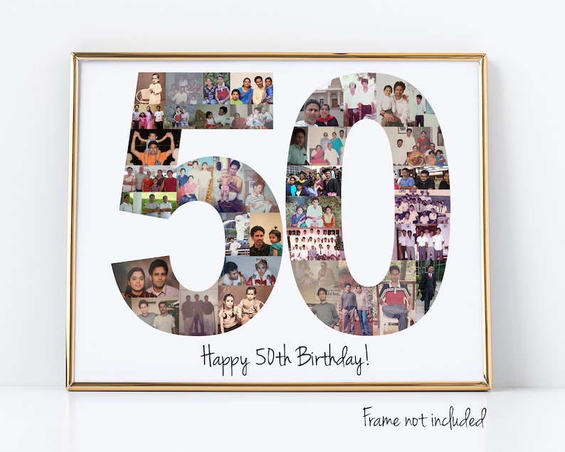 Personalized 50th Birthday Photo Collage Gift