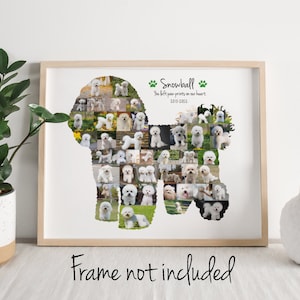 Personalized Bichon Frisé Photo Collage - Dog Pet Memorial Gift - Custom Made with Your Digital Pictures