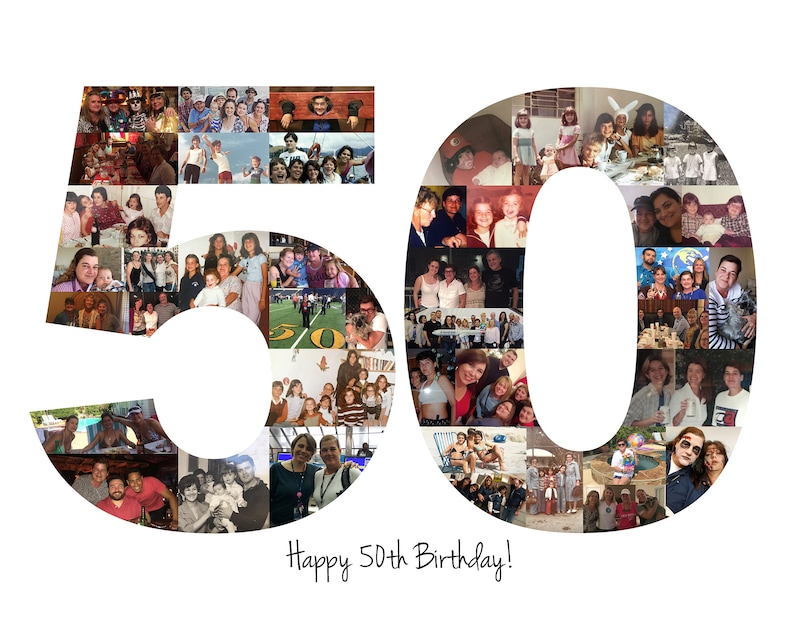 Personalized 50th Birthday Photo Collage Gift 50th Anniversary Party Decoration image 10